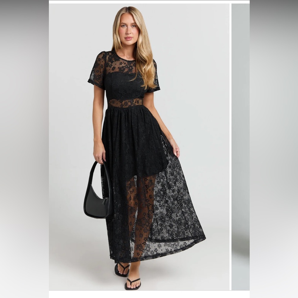 Showpo Black Lace Maxi Dress